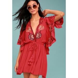 Free People Cora Embroidered Mini Dress Size Small